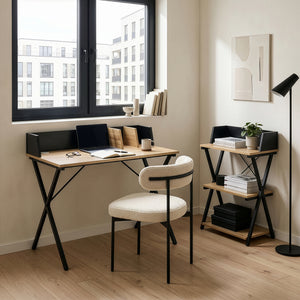 Bureau Kappespoo 84x80x50 cm Noir/Aspect chêne [en.casa]