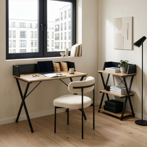Bureau Kappespoo 84x80x50 cm Noir/Aspect chêne [en.casa]