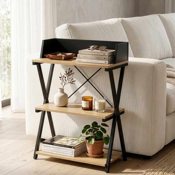 Staande plank Kappespoo 84x50x30 cm Zwart/Eikenlook [en.casa]