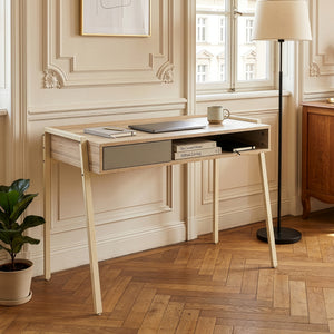 Bureau Boderas 107x55x78 cm Beige/Travertin [en.casa]