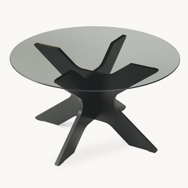 Salontafel Imi met glazen blad Ø70x35 cm Zwart/Grijs [en.casa]