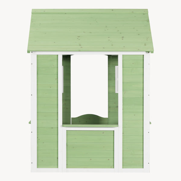 Maison de jeu pour enfants Kuoldsvin Bois de sapin 144x102x90 cm Vert/Blanc [en.casa]