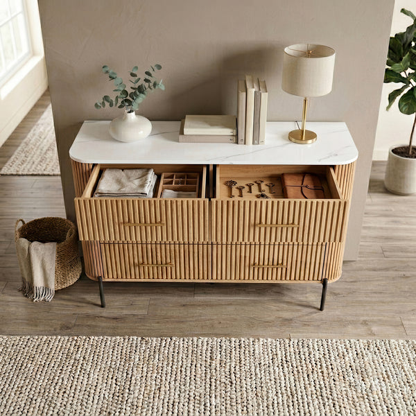 Kast Kokunse met 6 laden 120x42x78 cm eikenlook [en.casa]