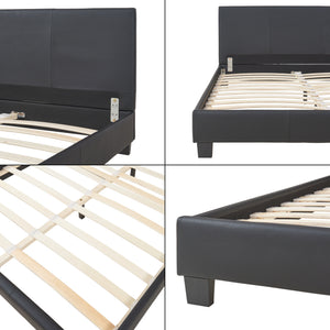 Lit double capitonné (140 x 200cm) cuir synthétique avec sommier à lattes noir Corium