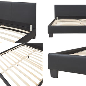 Lit Double Rembourré Albacete Sommier à Lattes Similicuir 180 x 200 cm Noir Corium