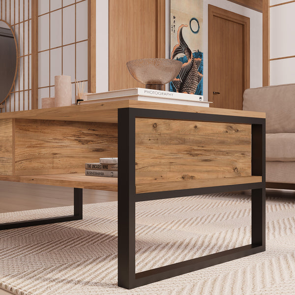 Salontafel Laukaa met plank 100x60x45 cm [en.casa]