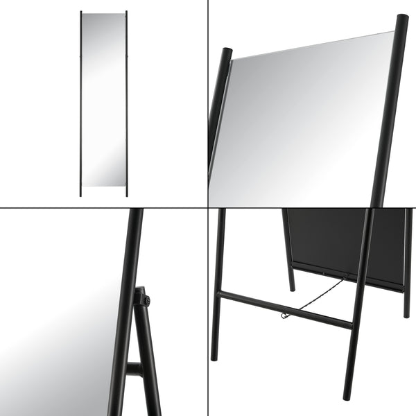 Miroir sur pied Martano 160 x 43 x 49 cm noir [en.casa]