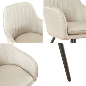 [en.casa] Eetkamerstoel Kannonkoski set van 2 86x57x59 cm beige en zwart