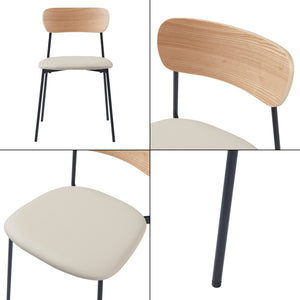 Lot de 2 chaises de salle à manger Jyväskylä 78 x 45 x 48 cm beige noir effet bois [en.casa]