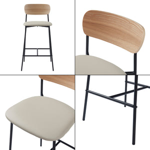 [en.casa] Barkruk set van 2 Jyväskylä 89x40x45 cm beige en zwart