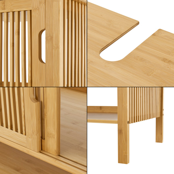 Meuble sous lavabo Hvaler bambou 60 x 100 x 45 cm naturel [en.casa]