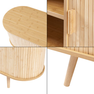 Buffet Nordkapp avec portes coulissantes MDF bambou bois 140 x 40 x 56 cm naturel [en.casa]