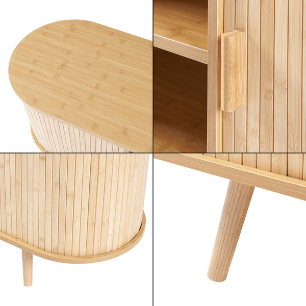 Buffet Nordkapp avec portes coulissantes MDF bambou bois 140 x 40 x 56 cm naturel [en.casa]