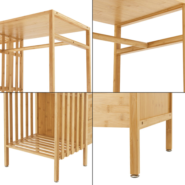 Kledingkast Varanger bamboe open kast 185x100x45 cm naturel [en.casa]