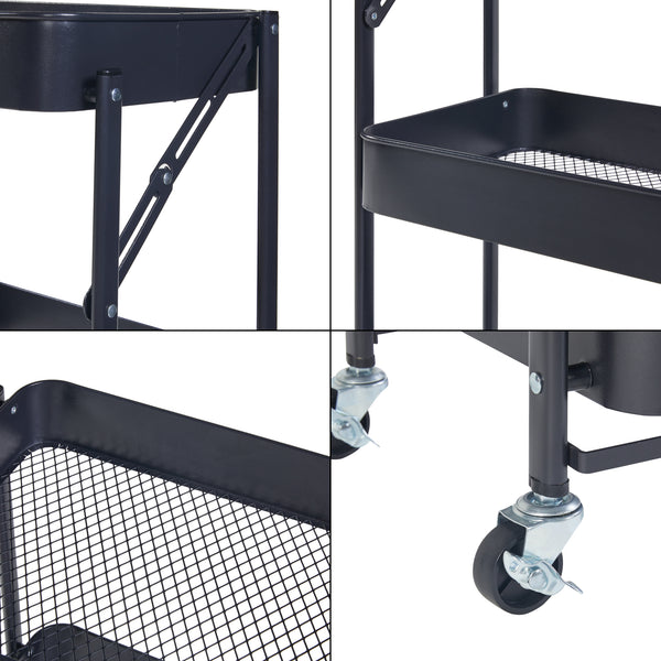 [en.casa] Keukentrolley Vörå 88x45x30 cm zwart