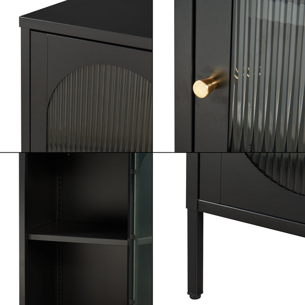 Metalen kast Karlskrona 101,5x42,5x40 cm zwart [en.casa]