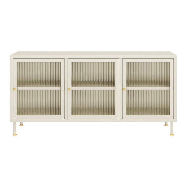 Meuble TV Lindau 120 x 40 x 59 cm blanc crème [en.casa]