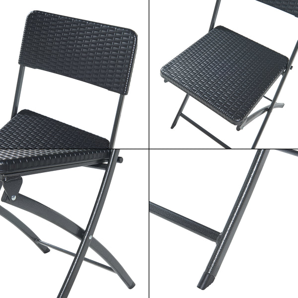 Lot de 2 chaises pliantes Mark 81 x 45 x 58 cm effet rotin noir [en.casa]