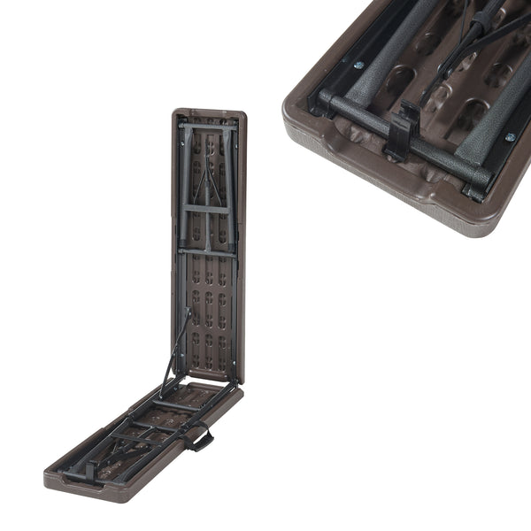 Lot de 2 bancs de camping pliables Lillestrøm 180 x 25 x 43 cm effet bois marron foncé [en.casa]