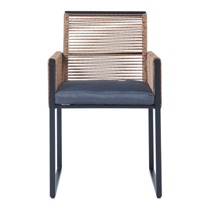 Tuinset Accadia 3-delig glazen tafel met 2 stoelen zwart bruin en grijs casa.pro