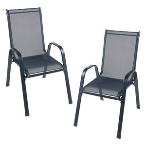 Salon de jardin 7 pièces Aradeo avec table à manger et 6 chaises acier verre trempé textilène casa.pro