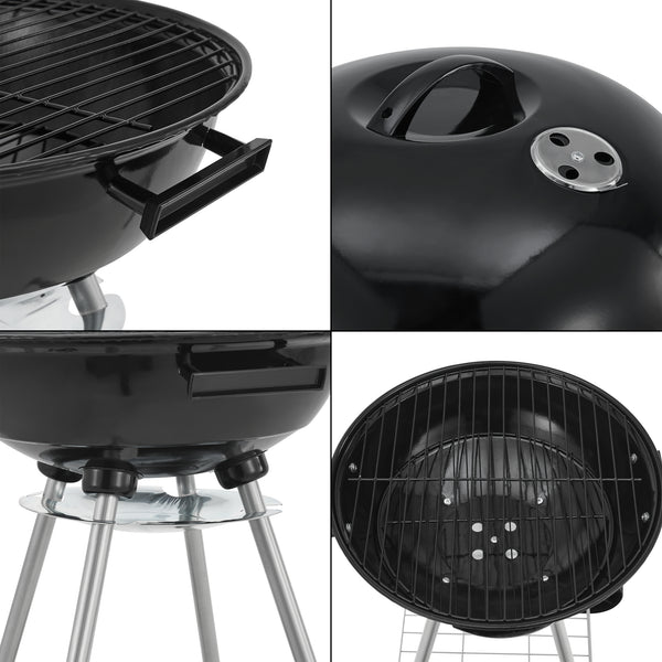 Chariot de barbecue rond Apricena 80 x 49 x 47 cm noir casa.pro