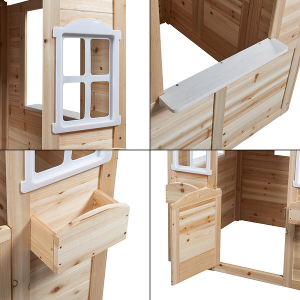 Houten speelhuis Acciano 131x113x97 cm naturel en grijs casa.pro
