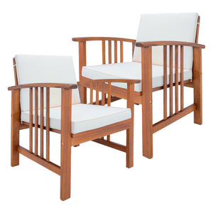 Salon de jardin 4 pièces Brissogne bois d'acacia naturel beige Certifié FSC® [en.casa]