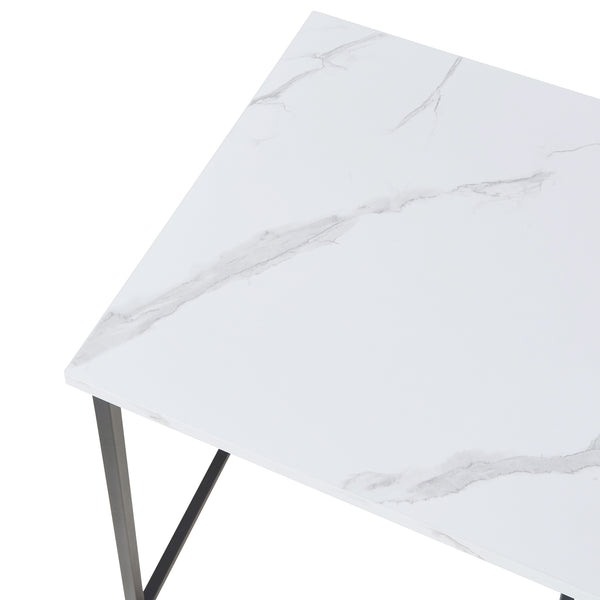 Bijzettafel Trollhättan set van 3 zwart en marmer wit [en.casa]