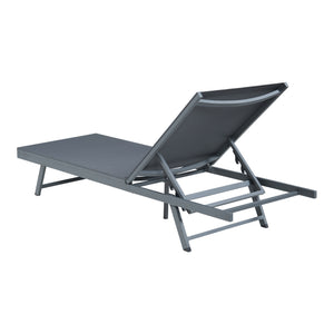 Chaise longue Baragiano avec table d'appoint anthracite gris foncé casa.pro