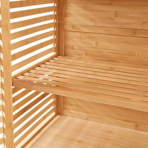 Armoire de salle de bain Raurgela bambou 180 x 80 x 40 cm naturel [en.casa]