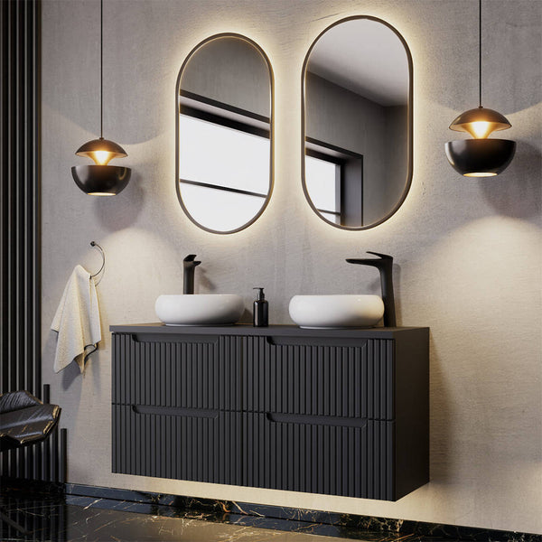 Meuble double vasque Newport 121 x 72 x 40 cm noir [en.casa]