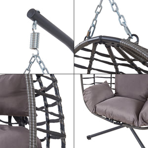 Fauteuil suspendu avec support Kandsvas 198 x 110 x 95 cm gris [en.casa]