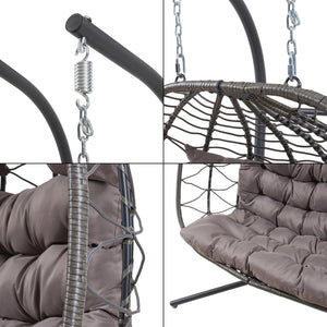 Dubbele hangstoel Skense met standaard grijs 198x156x98 cm [en.casa]