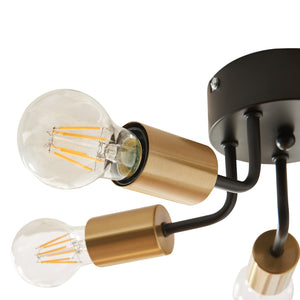 Plafonnier Barrow 12 x 33 cm 5 x E24 noir or lux.pro