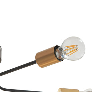 Plafondlamp Benfleet 5-lichts 5xE27 zwart en messing lux.pro