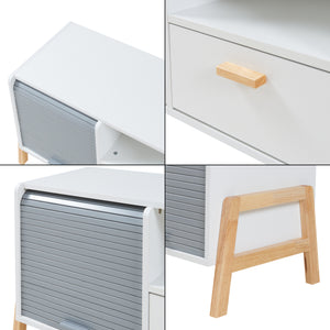 Meuble TV Kvaefjord 160 x 40 x 52 cm blanc gris naturel [en.casa]