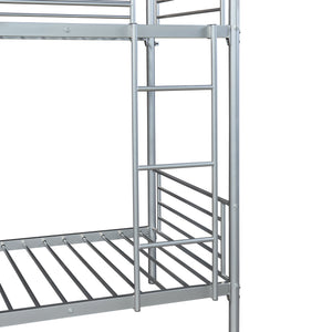 Stapelbed Soppsar met matrassen 90x200 cm zilverkleurig [en.casa] [neu.haus]