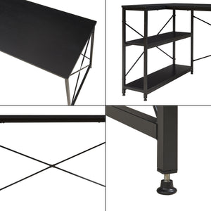 Bureau Raundsvalt zwart 137x88x75 cm [en.casa]