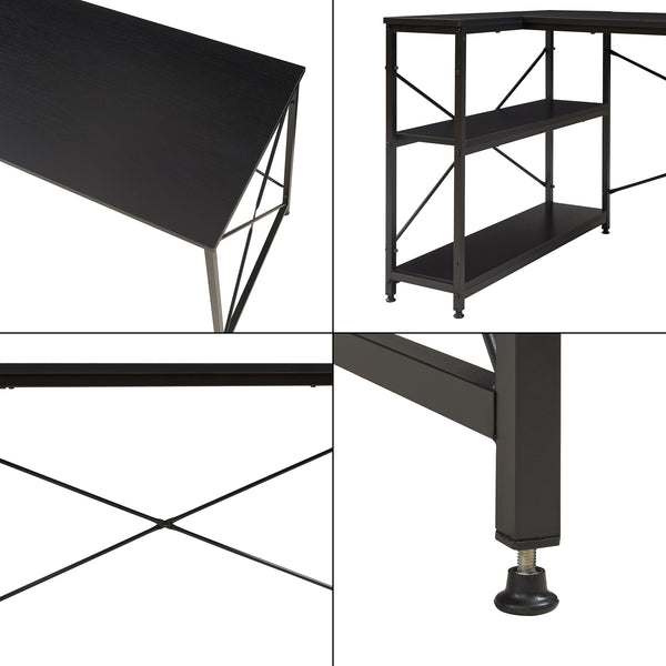 Bureau Raundsvalt zwart 137x88x75 cm [en.casa]
