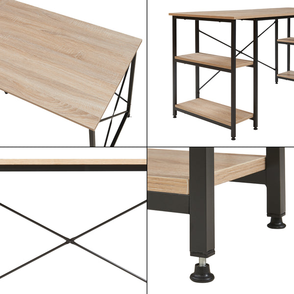 Bureau Klirurud L-vormig of recht bureau eikenkleurig en zwart [en.casa]