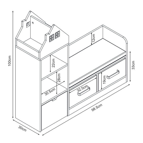 Kinderrek met zitbank Vipsali 100x99x30 cm [en.casa]