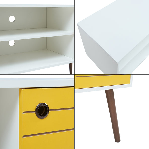 Meuble TV Vare 100 x 40 x 66 cm blanc / jaune [en.casa] 