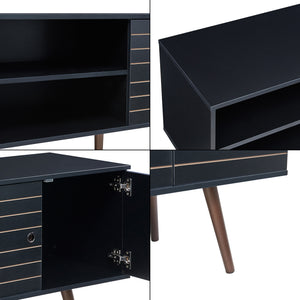 Tv meubel Vare 160x40x66 cm zwart en walnootkleurig [en.casa]