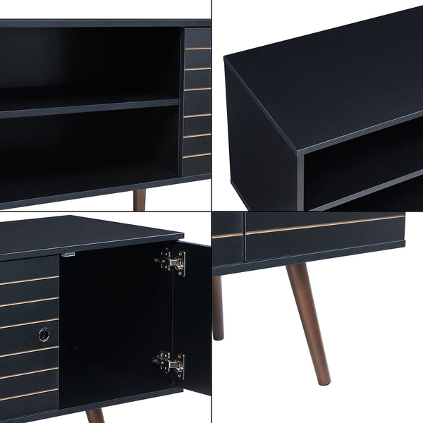 Tv meubel Vare 160x40x66 cm zwart en walnootkleurig [en.casa]