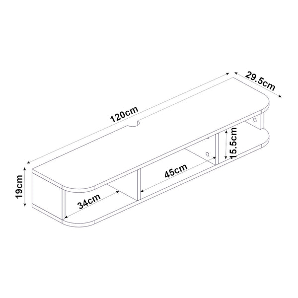 Meuble TV Oundsvas mural 120 x 30 x 19 cm blanc [en.casa] 