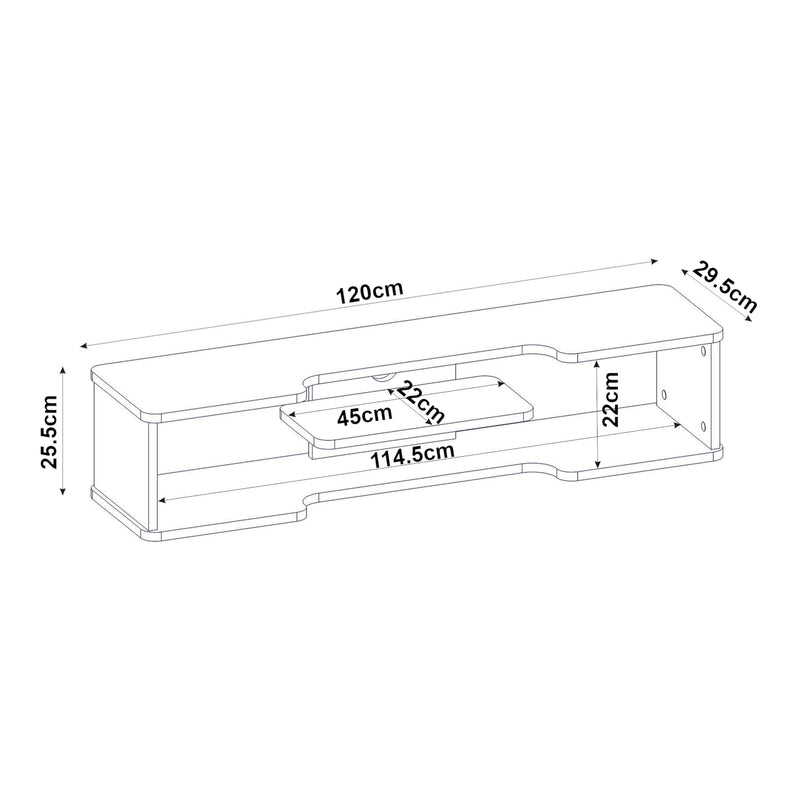 Maatschets TV meubel Yrela zwevend 120x30x26 cm wit [en.casa]