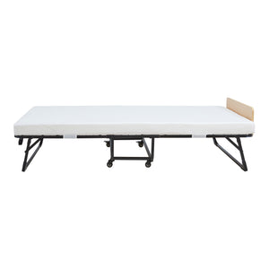 Lit pliant avec matelas en mousse froide Lustendi 90 x 200 cm noir effet chêne [en.casa]