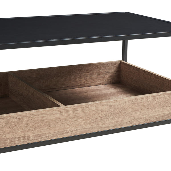 Table basse Belana 100 x 48 x 39 cm noir effet chêne [en.casa]