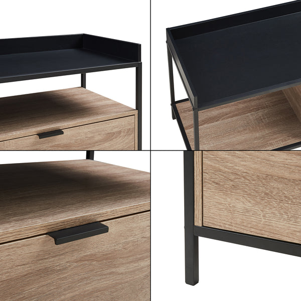Meuble TV Belana 120 x 40 x 54 cm noir / effet effet chêne [en.casa] 